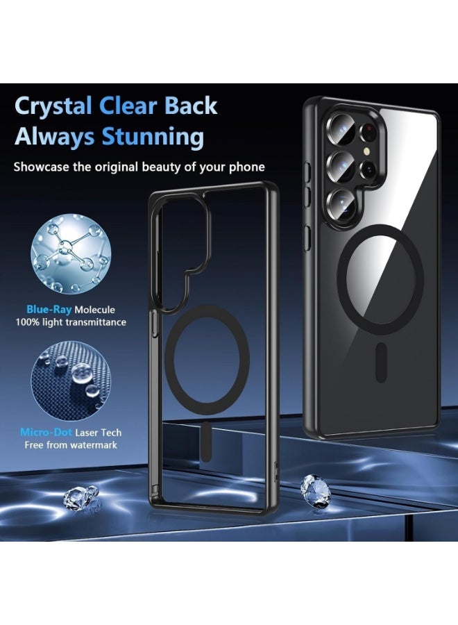 MagSafe Case Cover | Camera Protection | Hard Crystal Clear Back | Shockproof Bumper Case Cover for Samsung Galaxy S25 Ultra (Black) - Image 4